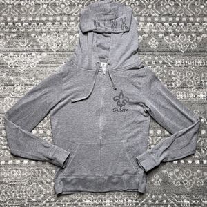 Victoria Secret Pink NFL New Orleans Saints Full Zip Knit Hoodie Jacket Size XS